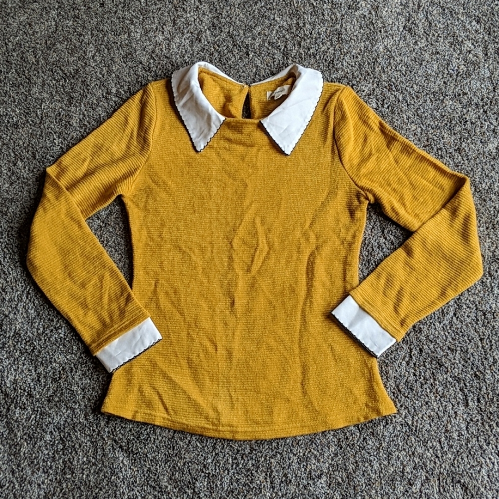 Mod Cloth Mustard yellow retro collar sweater